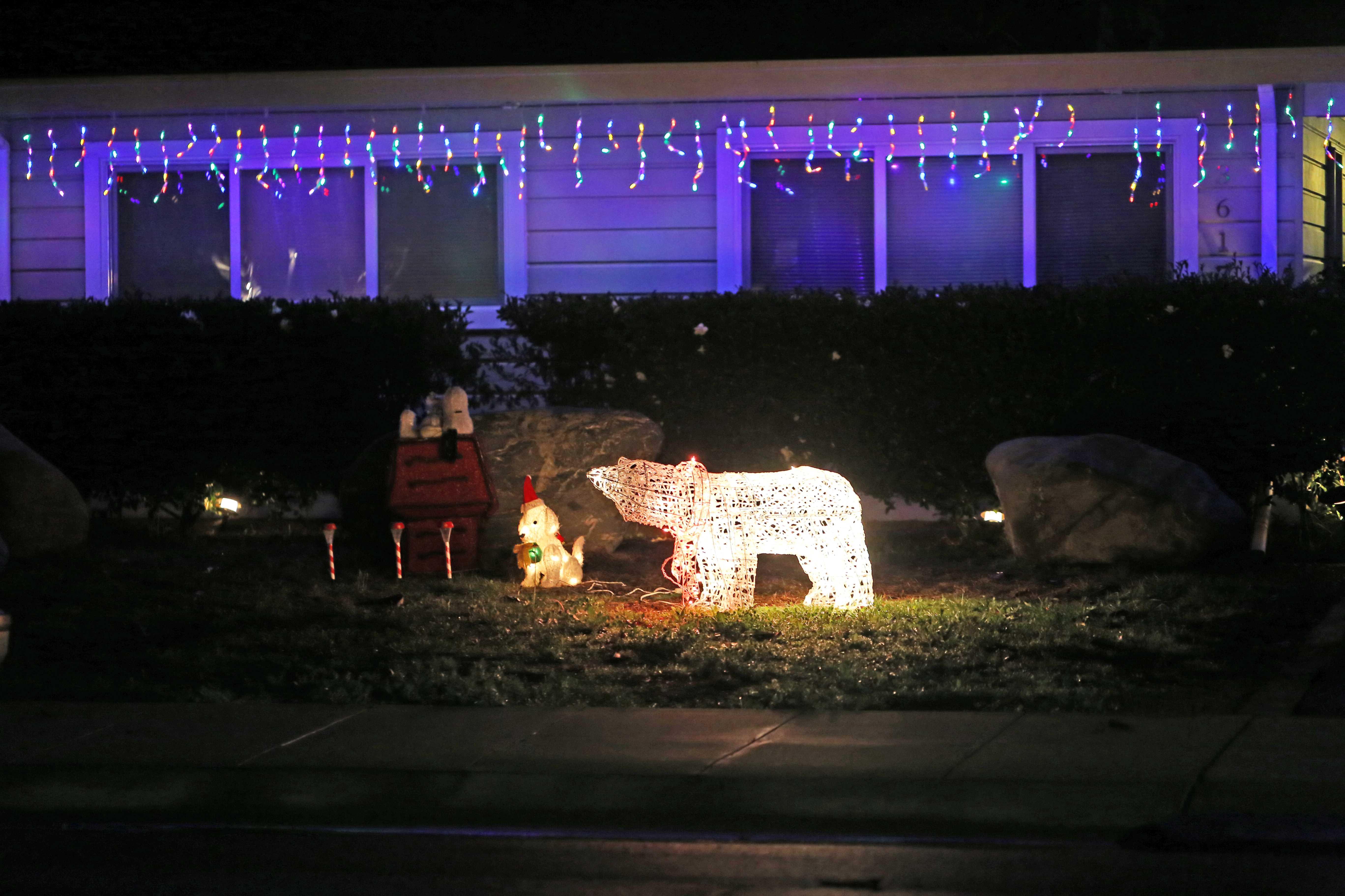 A house in Palo Alto is decorated for Christmas.