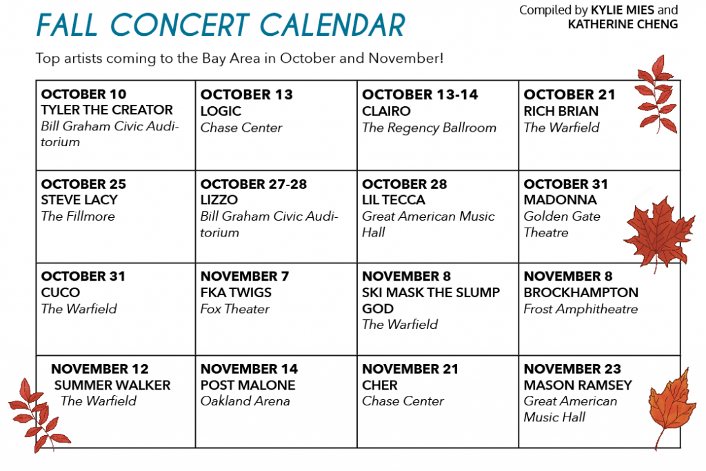Fall concert calendar