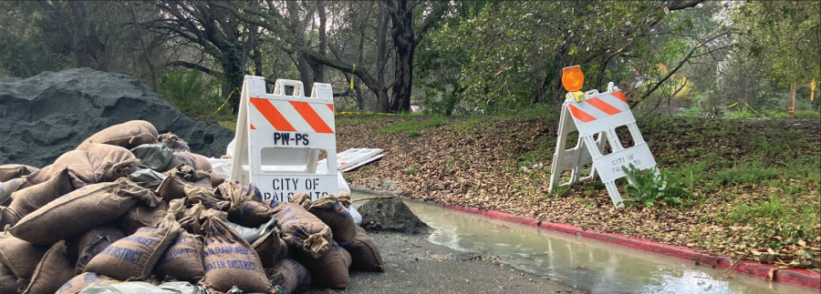 RAIN RIVER — Palo Alto resident Nana Chancellor said she watched the water rise in the San Francisquito Creek on New Year’s Eve. “The speed at which [the water] rose and came down the street was really shocking,” Chancellor said. Photo: Nadia Soberg