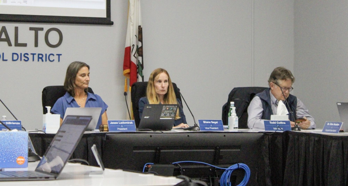 SCHOOL BOARD SHARES — Members of the Palo Alto Board of Education held a meeting on Sept. 10, before the election for new board members. Daniel Nguyen, a member of the Palo Alto Educators Association, says that he is excited for the new members to join the board. “We are very proud of the board members we endorsed,” Nguyen said.