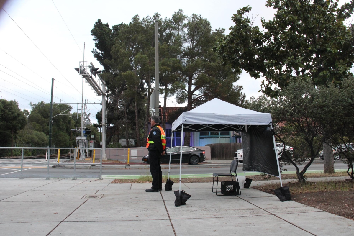 PREVENTATIVE PROGRESS — A Track
Watcher observes the Churchill Avenue
crossing. “The contract is only for one
year, and we’re still going to have kids
with suicidal thoughts after one year,” Curtis said. “It is a huge help when someone is there to prevent suicide in the moment.”